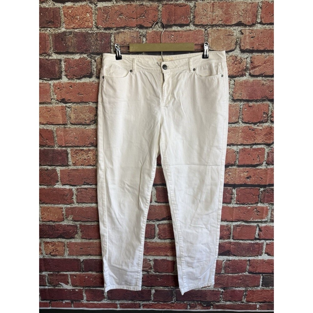 J.Jill Pants Women’s Pants Size 12 Tall Ivory Denim Ankle Pockets Soft Jeans